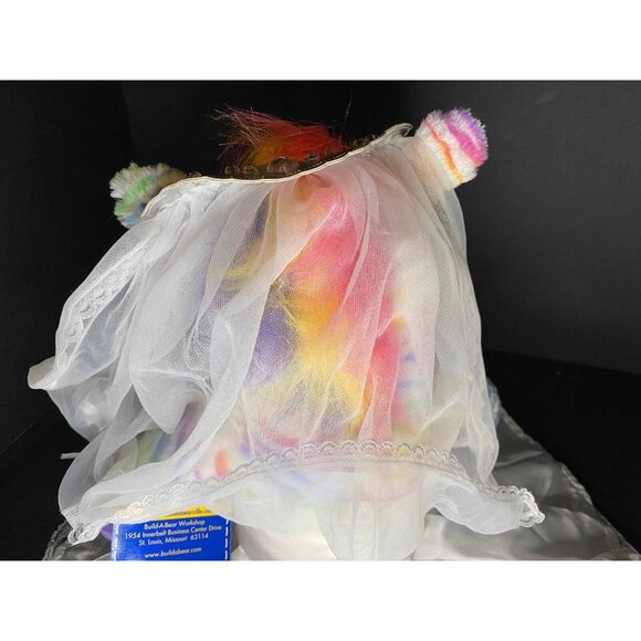 Build A Bear Rainbow Zebra Plush Bride Wedding Dress, Veil, Garter Belt BAB - Picture 7 of 15